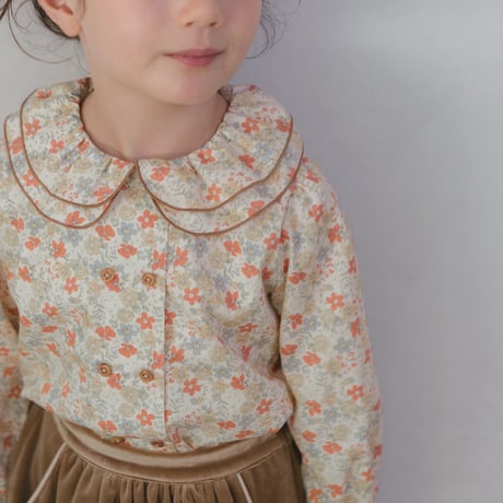 Double button blouse / autumn cream flower