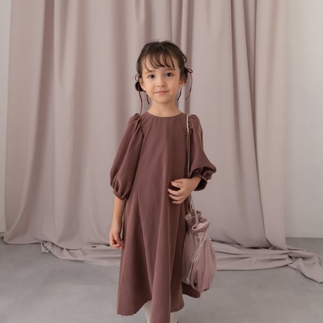 kids Puff sleeve dress / chocolate