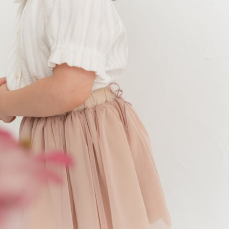 Tulle ribbon skirt / powder pink