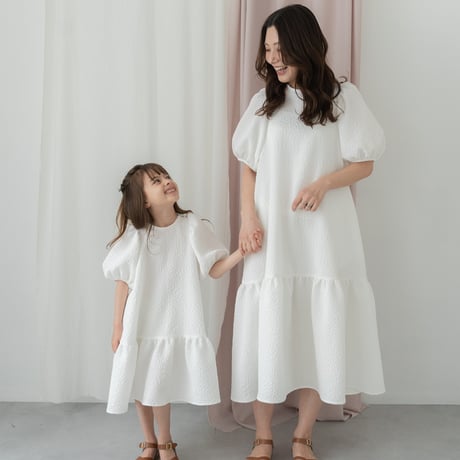 ladies Back ribbon dress / white