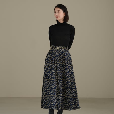 ladies Maison Flare skirt / navy jacquard