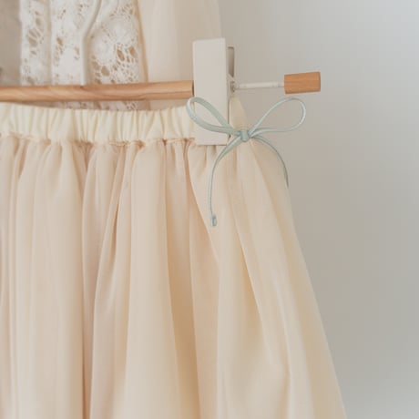 Tulle ribbon skirt / milk