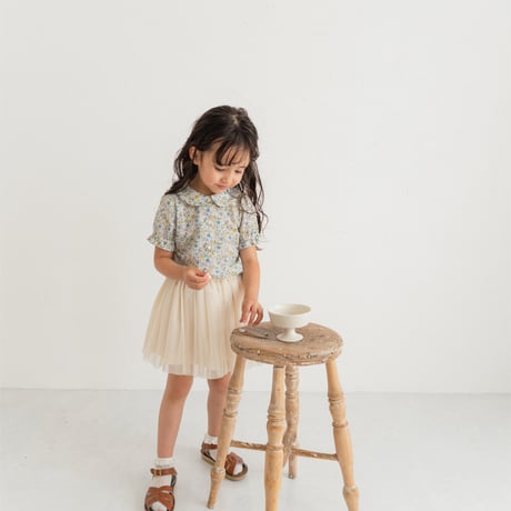 Tulle ribbon skirt / milk