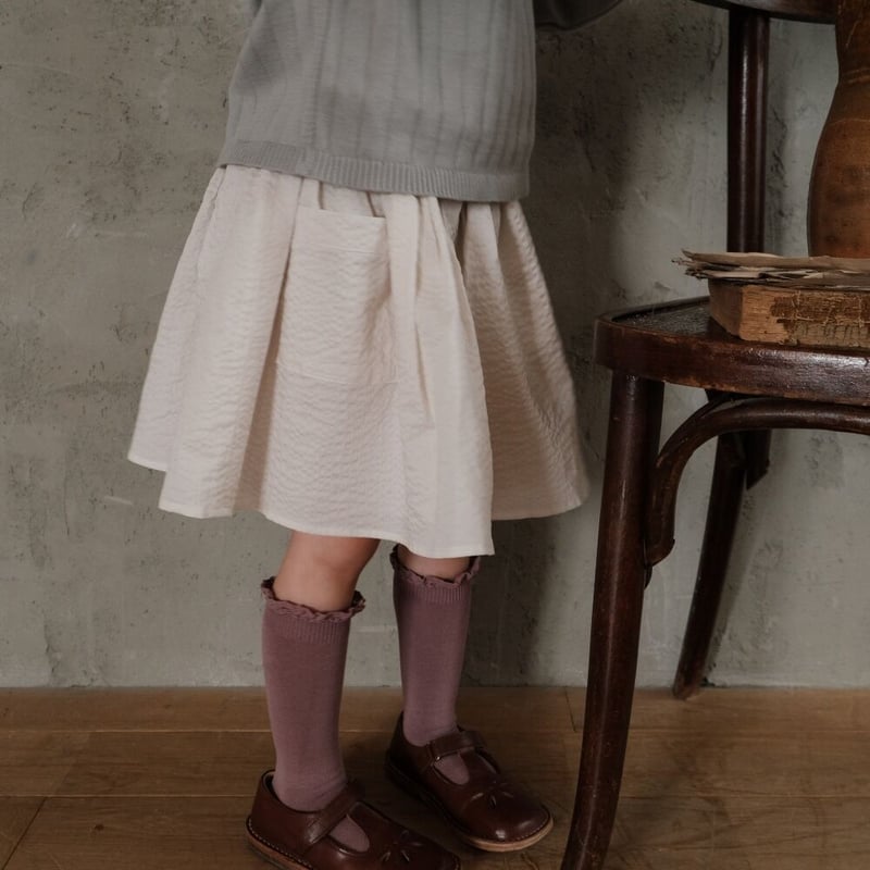 kids Gather skirt / cream | june -little closet-