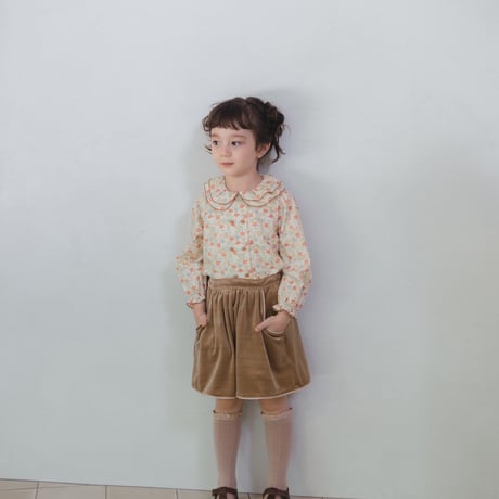 Double button blouse / autumn cream flower
