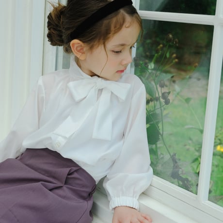 kids Bow tie blouse / white