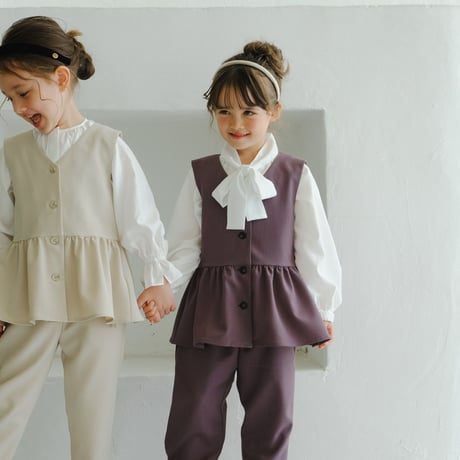 kids Bow tie blouse / white