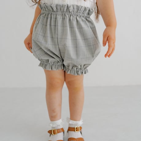 Pumpkin pants (frill) / Quiet gray check