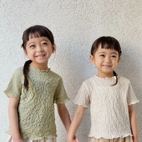 kids Flower mellow pullover & camisole set / pistachio