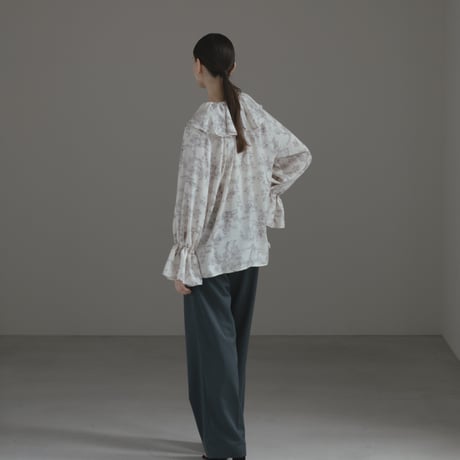 ladies Flare blouse / toile de jouy - ivory