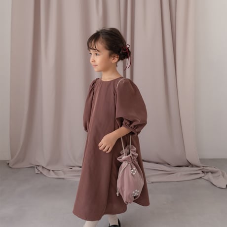 kids Puff sleeve dress / chocolate