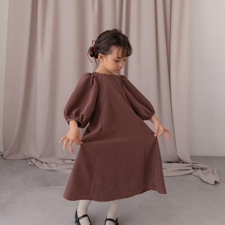 kids Puff sleeve dress / chocolate