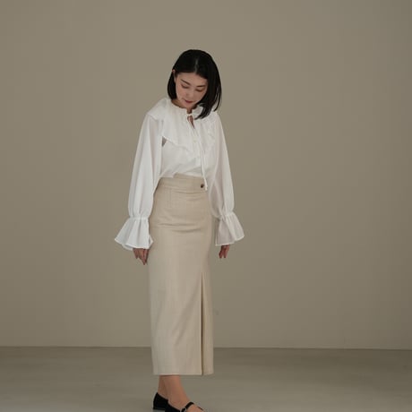 ladies Grace straight skirt / milk tweed