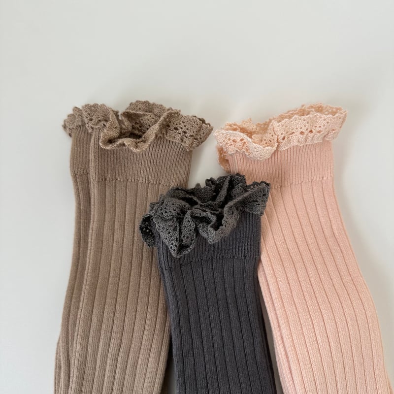 Collegien / Joséphine - Lace-Trim Ribbed Knee-h