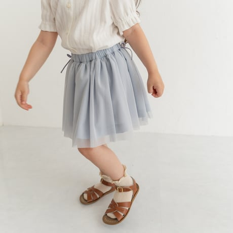 Tulle ribbon skirt / pail blue
