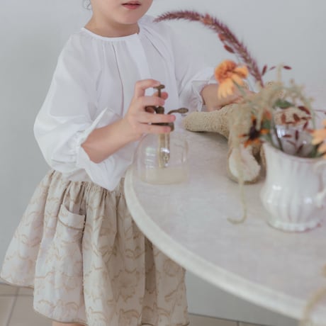 Piping gather skirt / milk tea jacquard