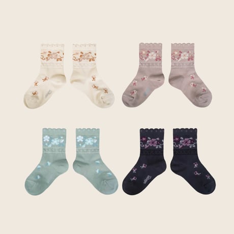 Collegien / Camélia - Jacquard Flower Ankle Socks