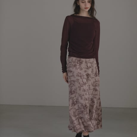 ladies Siren skirt / toile de jouy - pink brown