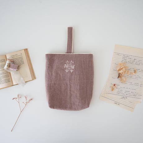 Antique embroidery item / dusty pink
