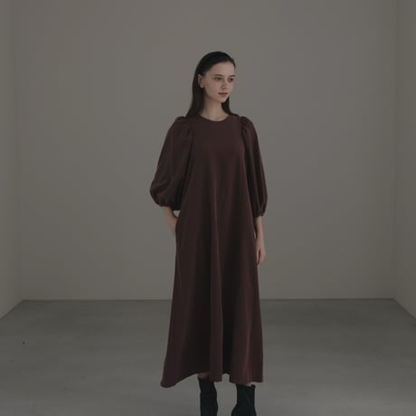 ladies Puff sleeve dress / chocolate