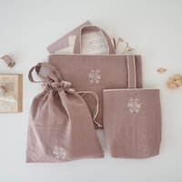 Antique embroidery item / dusty pink