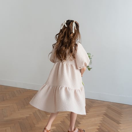 kids Back ribbon dress / baby pink