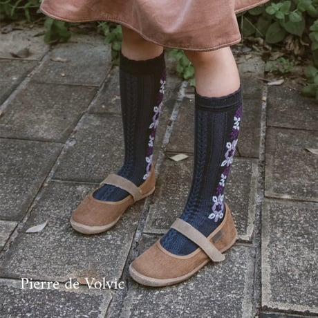 Collegien / Dalia - Jacquard Flower Knee-high Socks
