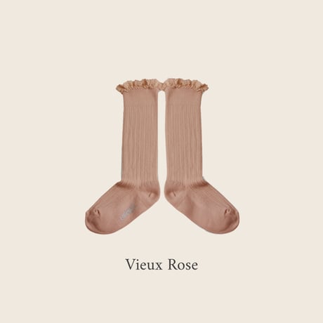 Collegien / Joséphine - Lace-Trim Ribbed Knee-high Socks