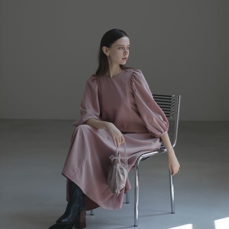 ladies Puff sleeve dress / baked pink