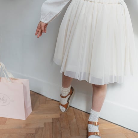 Tulle ribbon skirt / milk