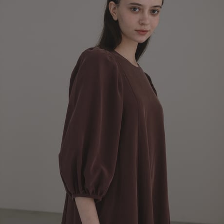 ladies Puff sleeve dress / chocolate