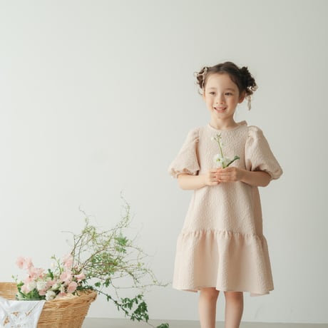 kids Back ribbon dress / baby pink