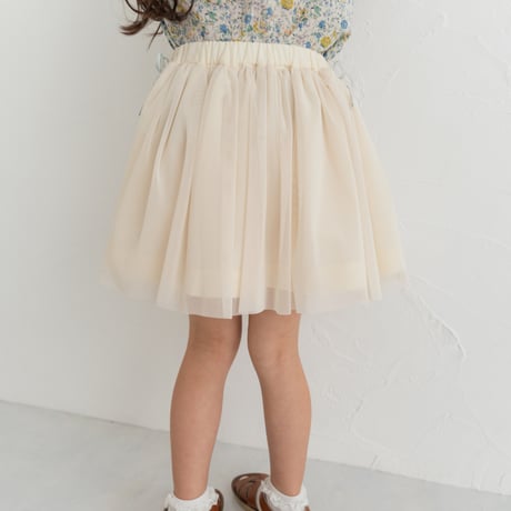 Tulle ribbon skirt / milk