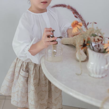 Piping gather skirt / milk tea jacquard