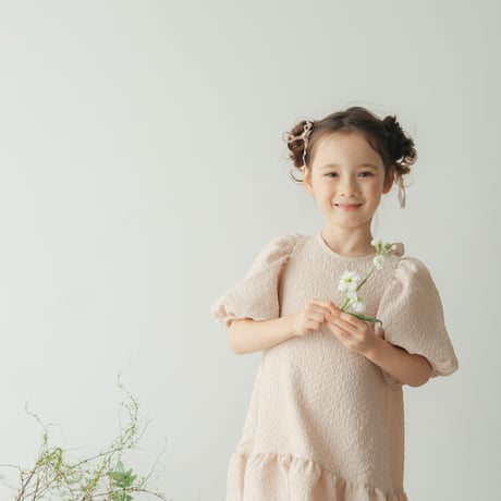 kids Back ribbon dress / baby pink