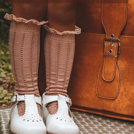 Collegien / Marie Léonie - Lightweight Openwork Knee-high Socks with Swiss-dot Frill