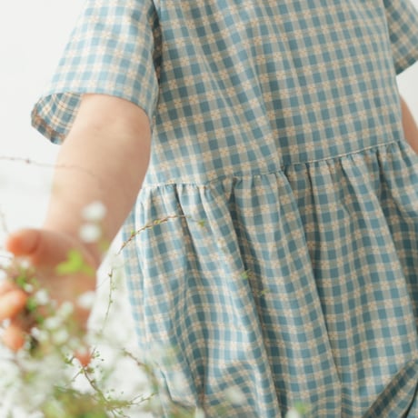 Charlie rompers / Letter check-Sky