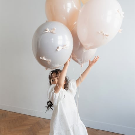 kids Back ribbon dress / white