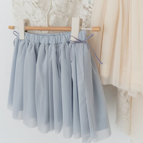 Tulle ribbon skirt / pail blue