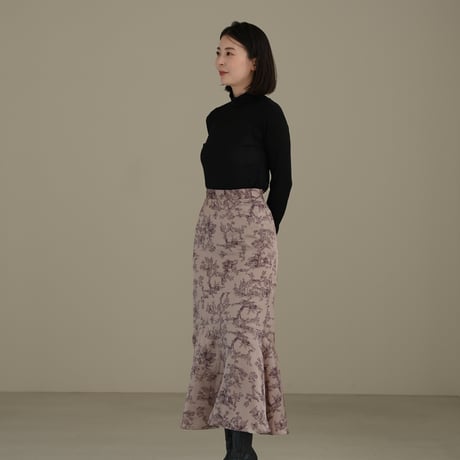 ladies Siren skirt / toile de jouy - pink brown