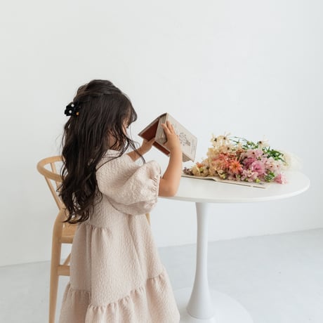 kids Back ribbon dress / baby pink