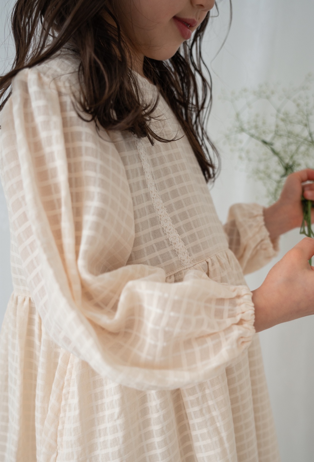 Shadow check dress / ecru | june -little closet-