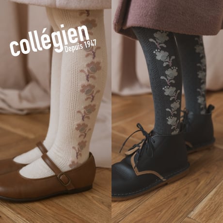 Collegien / Anthéa - Jacquard Flower Pointelle Tights
