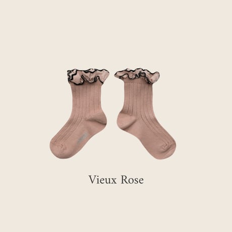 Collegien / Suzanne - Ribbed Ankle socks with Rick-Rack Ruffle