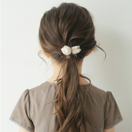Fabric tulip tie 2pc set / Camel check & White lace