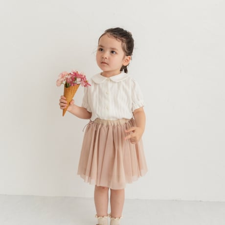 Tulle ribbon skirt / powder pink