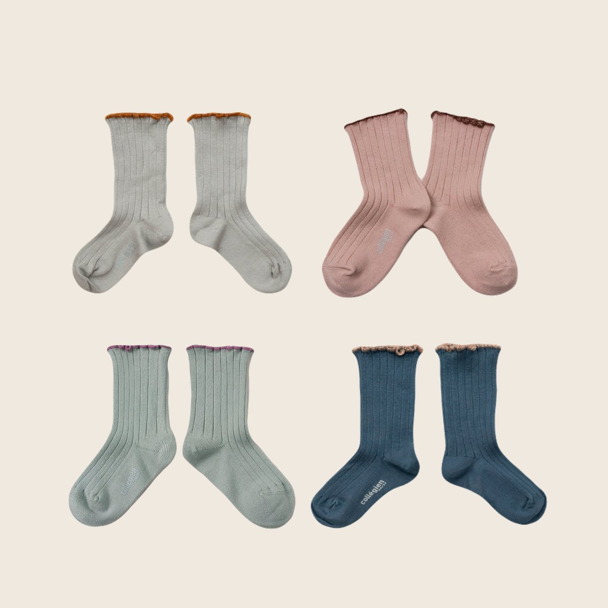 Collegien / Delphine - Lettuce Trim Ribbed Sock