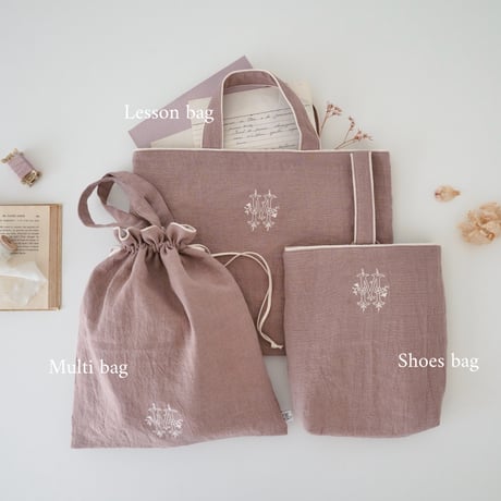 Antique embroidery item / dusty pink