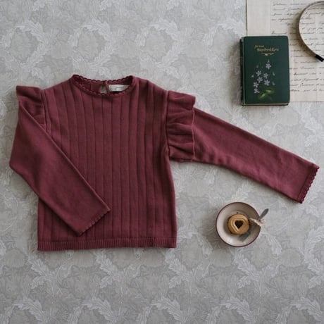 Frill knit tops / cherry