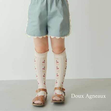 Collegien / Cerise - Jacquard Cherries and Bow Knee-high Socks
